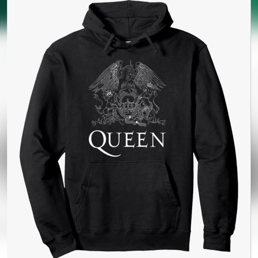 Three In Longsleeve Black Queen Logo Pullover Hoodie Size Large